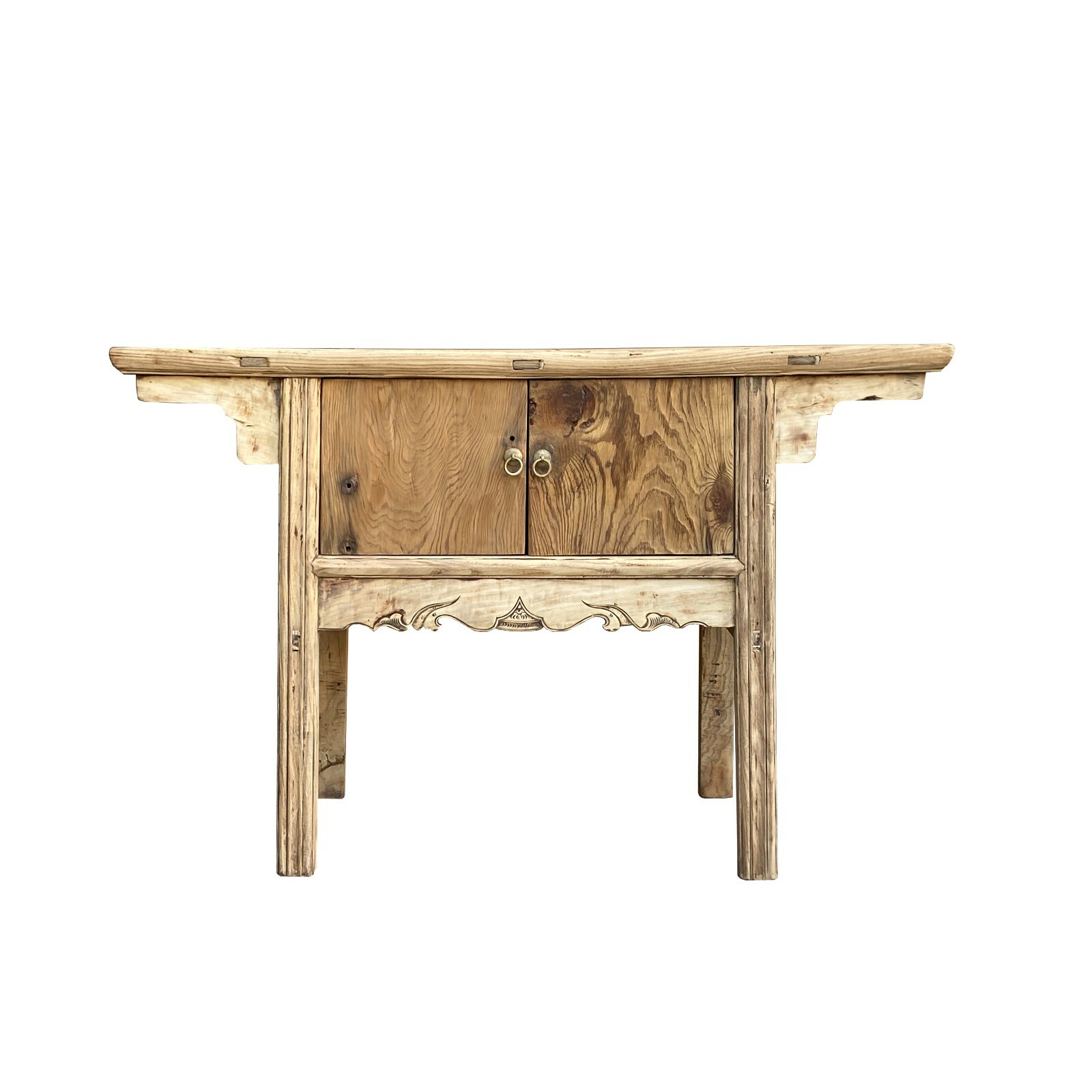 Chinese Vintage 2 Doors Raw Wood Rustic Low Side Table cs7167S Chinese Vintage 2 Doors Raw Wood Rustic Low Side Table cs7167S