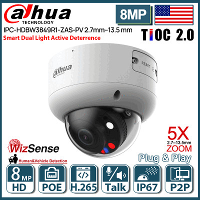 Dahua 8MP Smart Dual Light Vari-focal IP Camera WizSense IPC-HDBW3849R1-ZAS-PV