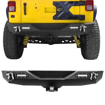 Rear Bumper W/ 2'' Receivers & LED Lights For 2007-2018 Jeep Wrangler JK JKU
