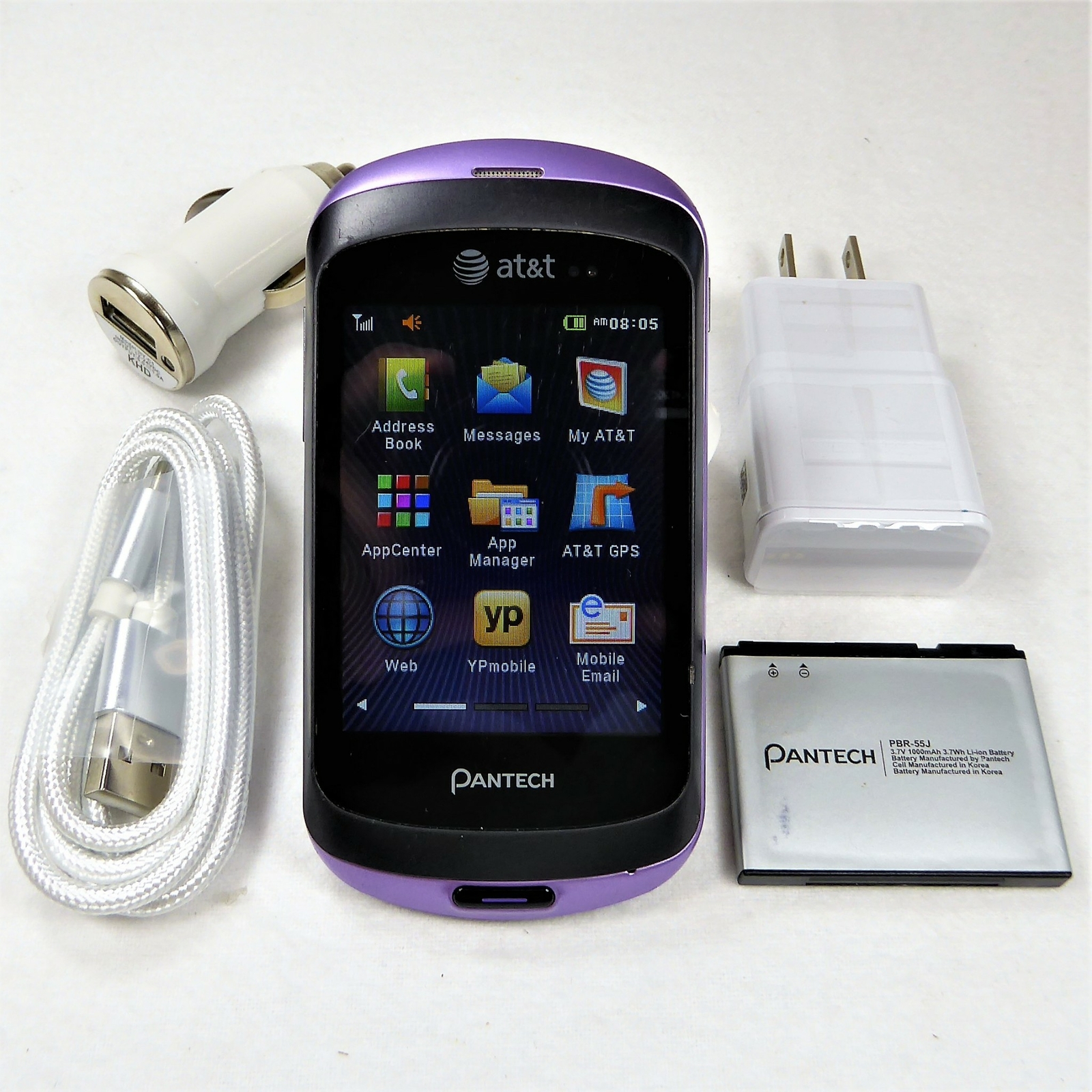 UNLOCKED Pantech Swift P6020 (AT&T) Lavender Slider Phone - 3G High