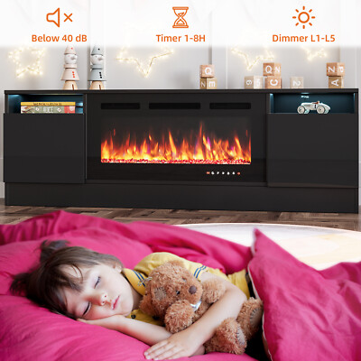 With Fireplace For Tvs Up To 75in Wood Media Entertainment C