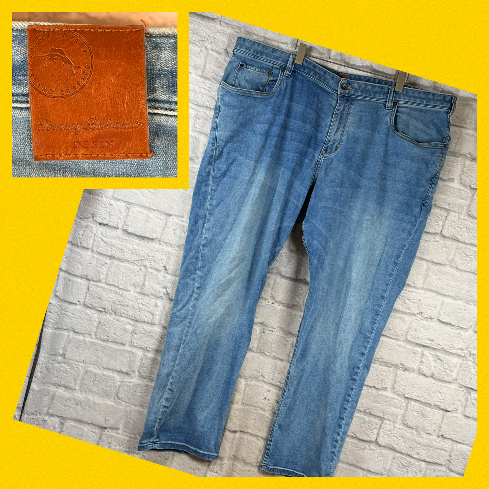 Tommy Bahama Denim Mens Blue Jeans 48x32 Medium Wash Casual Straight Leg Pockets