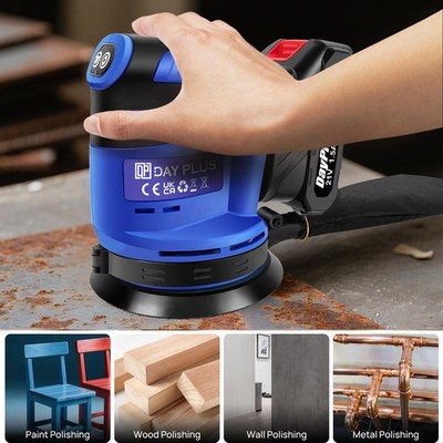 2000W Cordless Random Orbital Sander 21V 5Inch Dust Bag Discs Machine w/ Battery