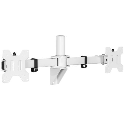 VIVO White Steel Telescoping Flush Wall Mount for Dual 21" to 32" Monitors