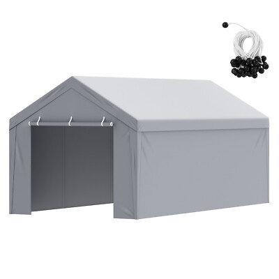 VEVOR Carport Replacement Canopy Car Shelter Tent Top+Side Wall 10x20 ft Grey