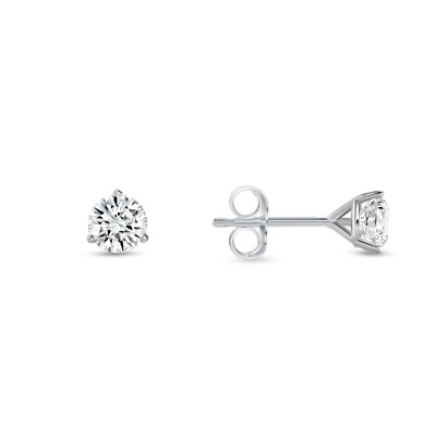 Pre-owned Shine Brite With A Diamond 1/2 Ct Round Labcreated Grown Diamond Earrings 14k White Gold D/vvs Martini Push In White/colorless