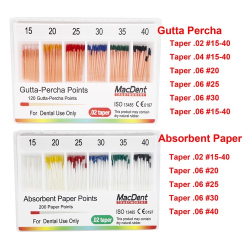 MacDent Dental Endodontic Gutta Percha Point & Absorbent Paper Obturation Points