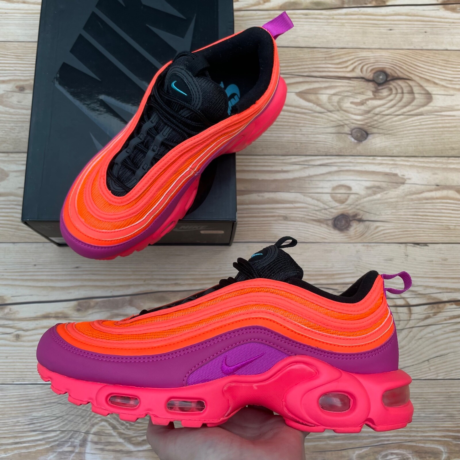 公式正規品!★ AIR MAX 97 VIOLET RED ORANGE Nike Air Max 97 Purple Orange Pink Sneakers CI9929-500 GS