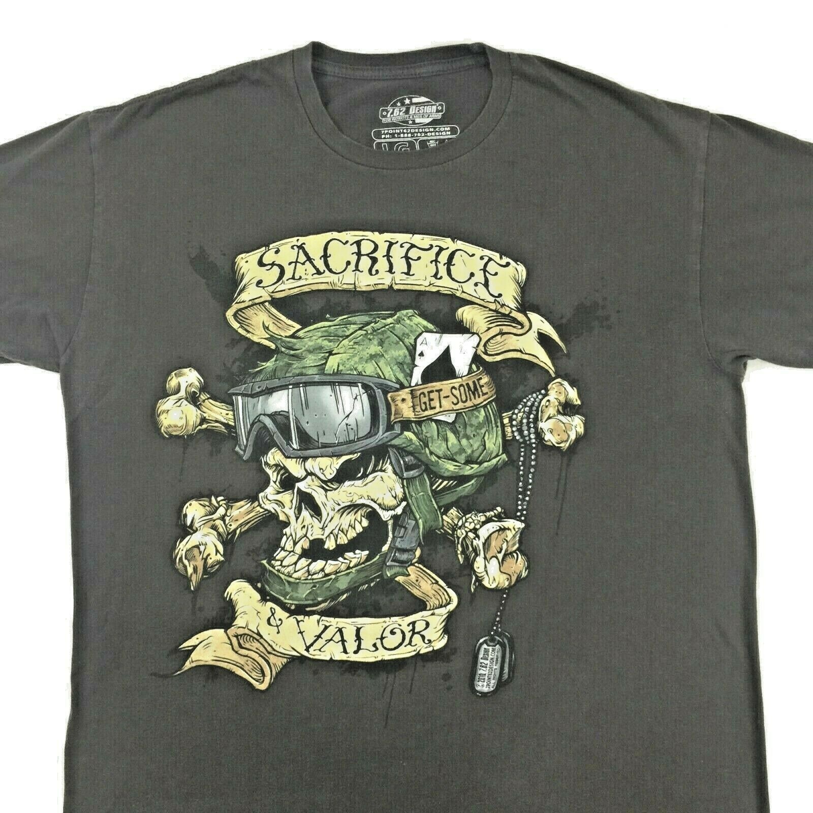 7.62 Design Military Sacrifice & Valor Graphic T Shirt Army
