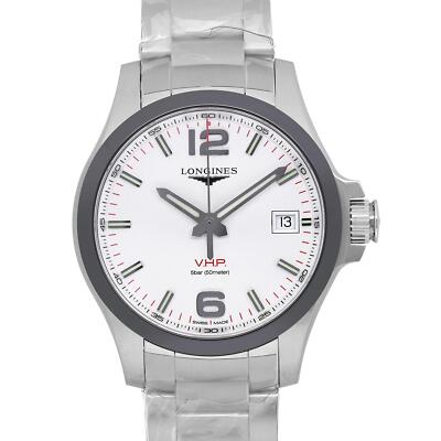 Pre-owned Longines Conquest V.h.p. 41mm Steel Ceramic Silver Dial Mens Watch L3.719.4.76.6