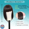 Kalyss Bob Wigs for Women Short Straight Bob Wig with Hair bangs Natural Looking Heat Resistant Synthetic Hair Wigs for Women 13 Inches (Brown Highlights)