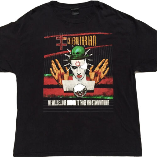 MARILYN MANSON The CELEBRITARIAN Mens XL T-Shirt Giant Tag MARILYN MANSON The CELEBRITARIAN Mens XL T-Shirt Giant Tag