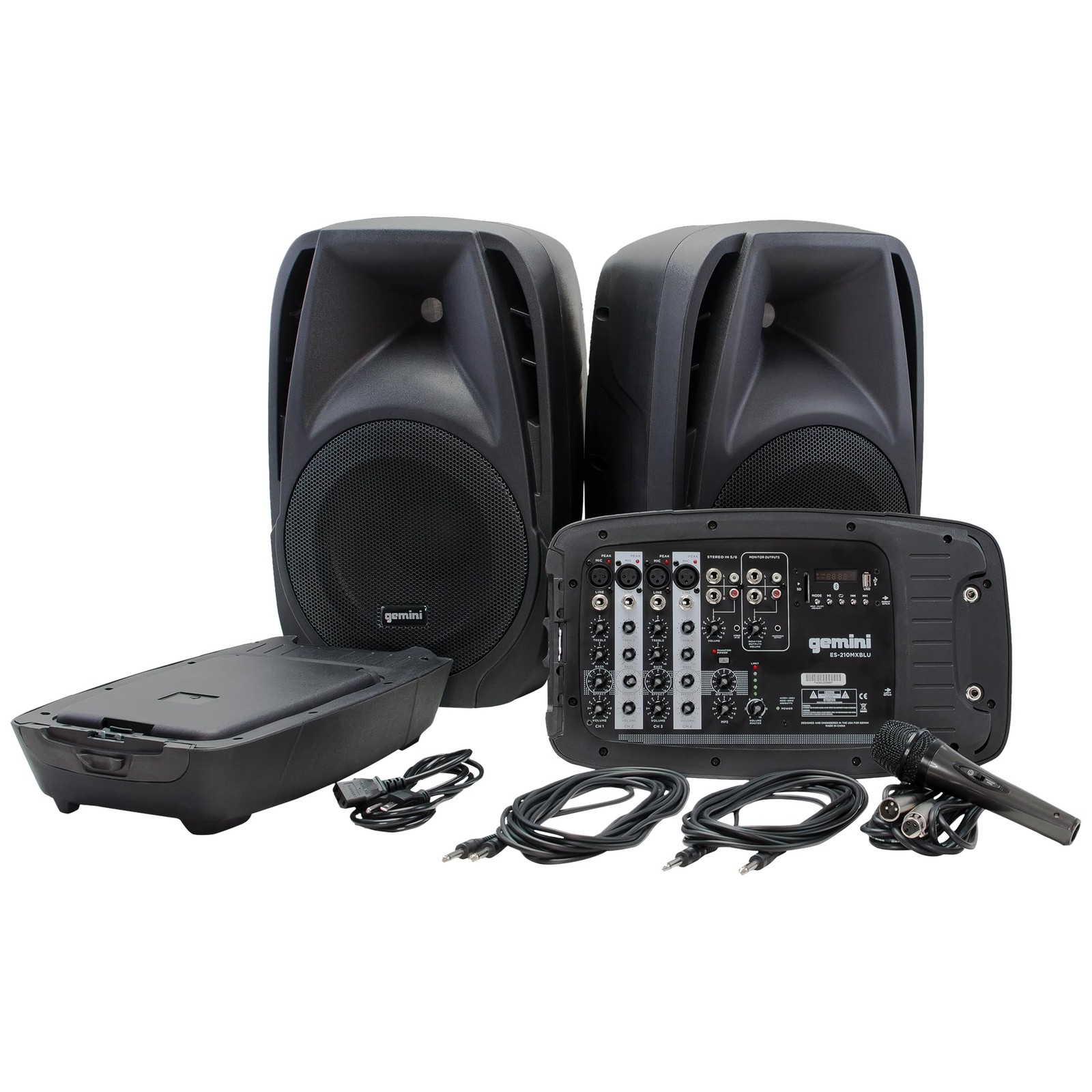 Gemini Portable PA System with Bluetooth, 600W Powered System with 6-Channel