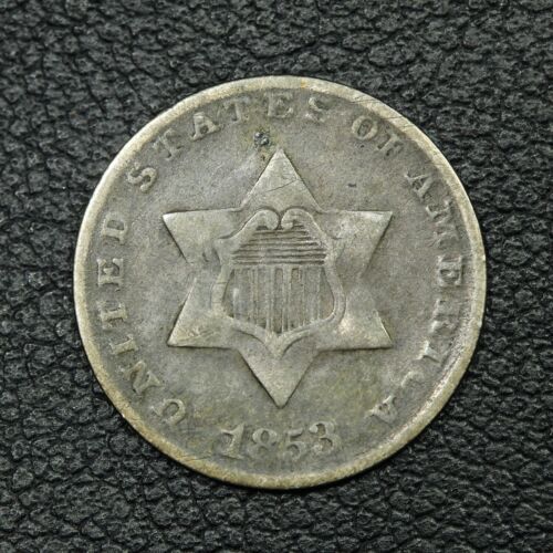 1853 Silver Three Cent Piece - Slight Bend