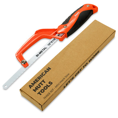 American Mutt Tools 10'' Mini Hacksaw for Metal   Compact Hack Saw Bimetal Blade