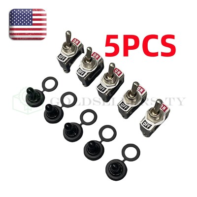 5X 12V SPST Solid Metal Toggle Switch ON/OFF Single Pole for Marine & Automotive