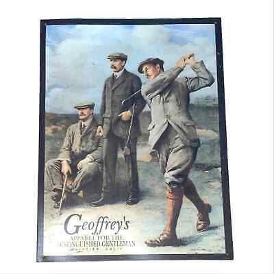 Geoffrey's Apparel For The Distinguished Gentleman Vintage Metal Golfer Sign