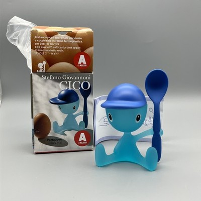 Alessi „CICO“ OVP | Eierbecher mit Löffel | Blau | Entwurf Stefano Giovannoni