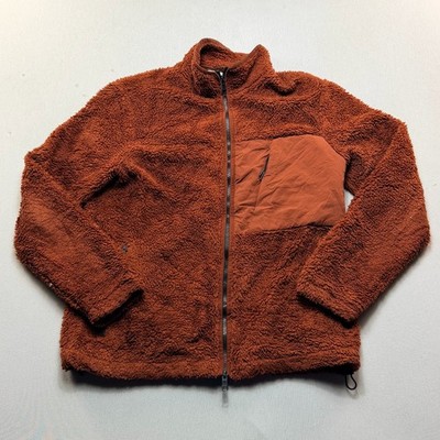 Hill City Fleece Jacket Women Medium Orange Excellent Sherpa Full Zip Utility