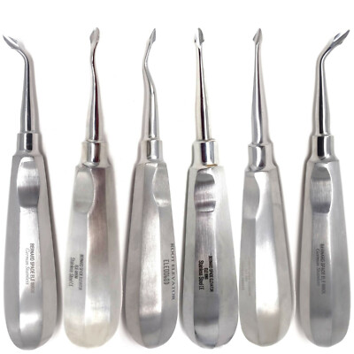 6 Pc DENTAL TOOTH SURGERY SPADE CONCAVE ROOT TIP ELEVATORS STAINLESS STEEL CE