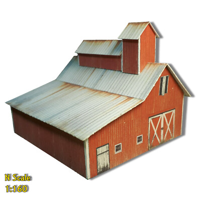 N Scale Building Weathered Barn Cardstock Model Kit PRE CUT & SCORED RM2N