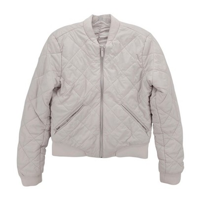 LULULEMON Warm Two Ways Bomber Jacket Reversibe Quilted Ruched Light Chrome Sz 6