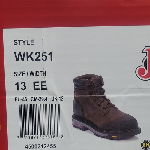 Pre-owned Justin Boots Justin Warhawk 6" Comp Toe Work Boot Brown Mens Size 13ee