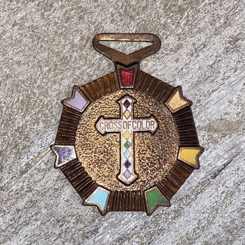 Freemason ステンドグラス Vintage Cross of Color Medal Pendant Masonic Order of the