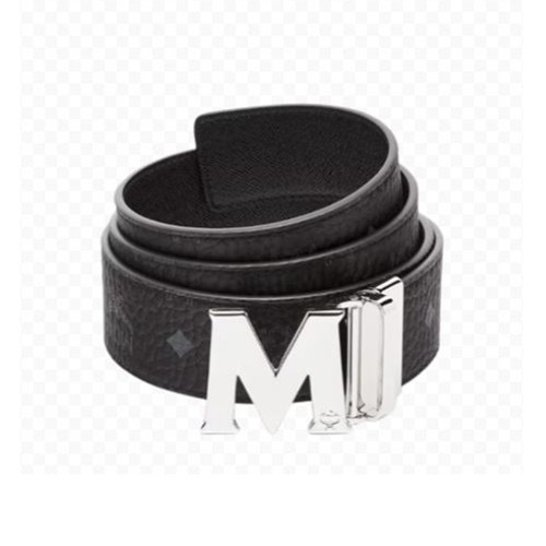Pre-owned Mcm Claus Reversible Belt - Black, Silver Buckle Mxbaavi01bk001