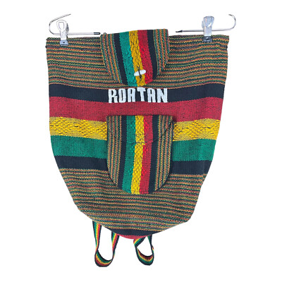 Authentic ROATAN Honduras RASTA Bag Beach Hippie Baja Ethnic Backpack Unisex EUC