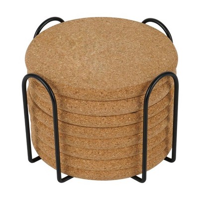 8 Pcs Drink Coasters with Holder Thicker Cork Coasters for Dri...