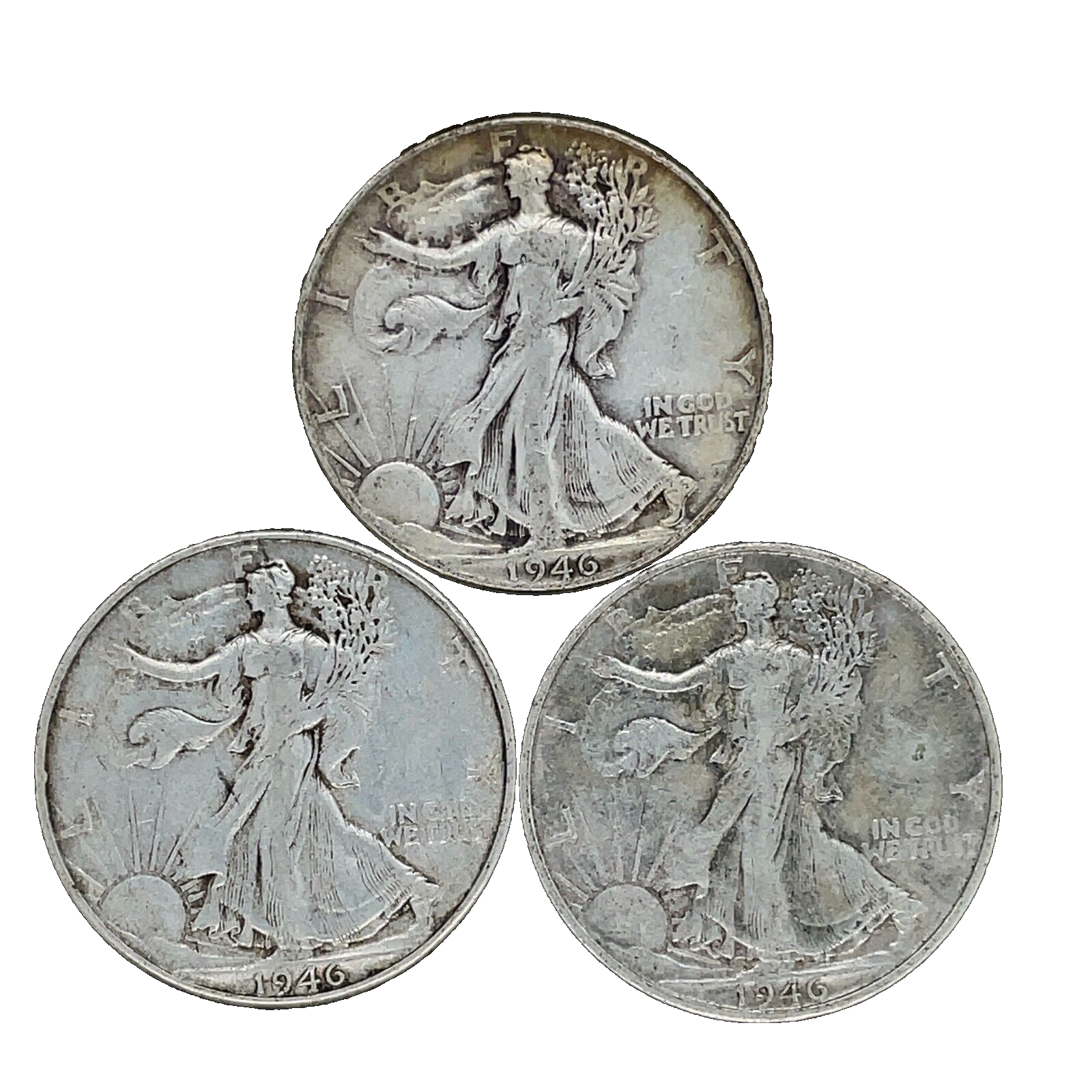 1916–1945 Walking Liberty Half Dollar PDS Mintmark 3-pc Set