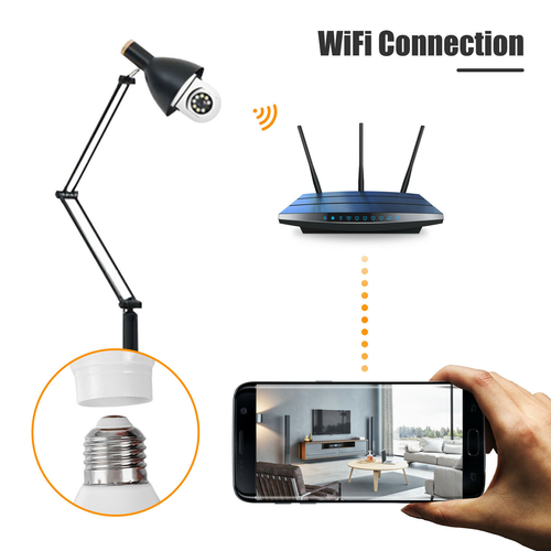 360° Panoramic WiFi IP Camera E27 Light Bulb Wireless 1080P HD Security Camera