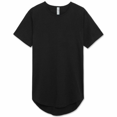 Mens BASIC HIPSTER T Shirts Casual Extended Longline Back Hip Hop Hemline Tee