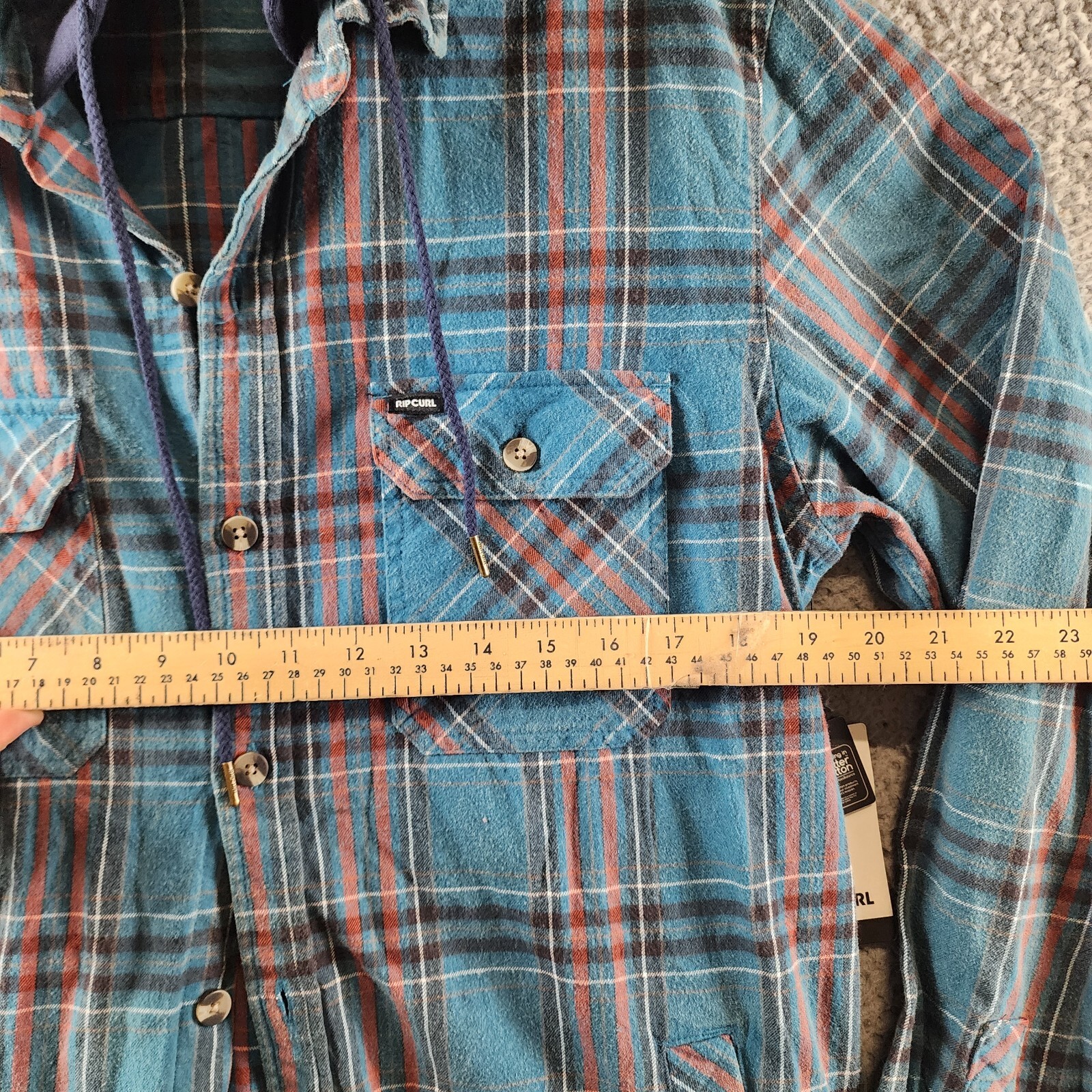 Rip Curl Ranchero Flannel Long Sleeve Shirt Men's M Blue Multi Button-Front - Picture 9 of 15