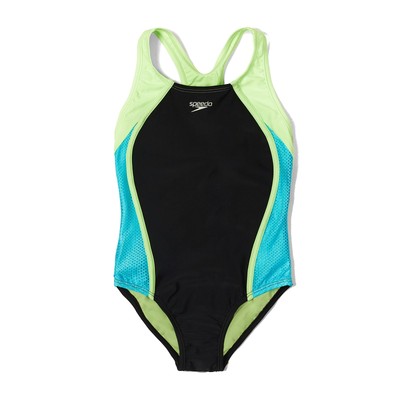 

Цельный купальник Speedo для девочек из сетчатого материала с толстыми бретелями, Speedo-Girls-Mesh-Splice-Swimsuit
