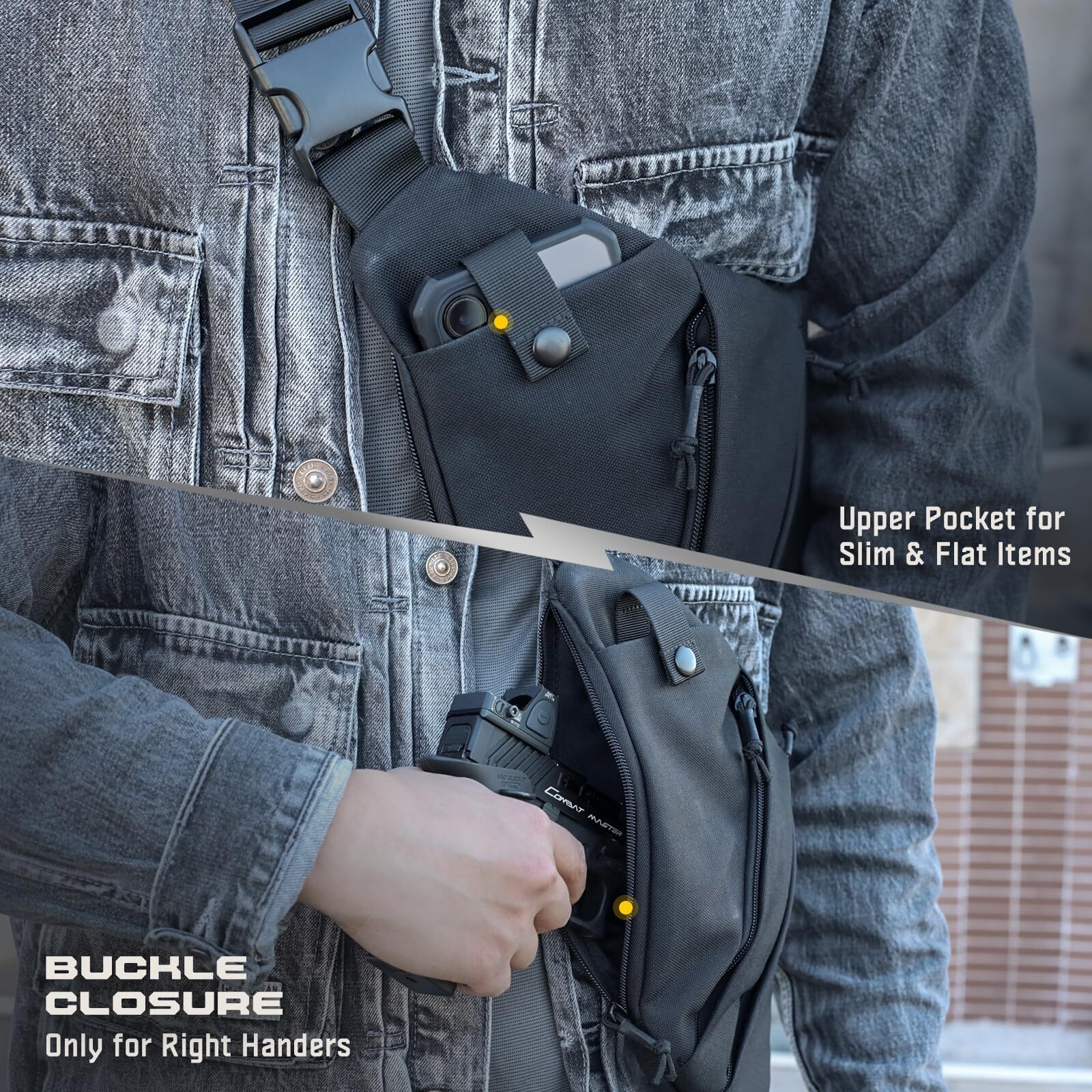 Tactical Shoulder Sling Pistol Pouch Chest Pack Bag Concealed Carry Gun Holster