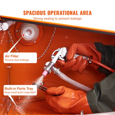 VEVOR 25 Gallon Sandblasting Cabinet Benchtop Cabinet with Blasting Gun 4 Nozzle