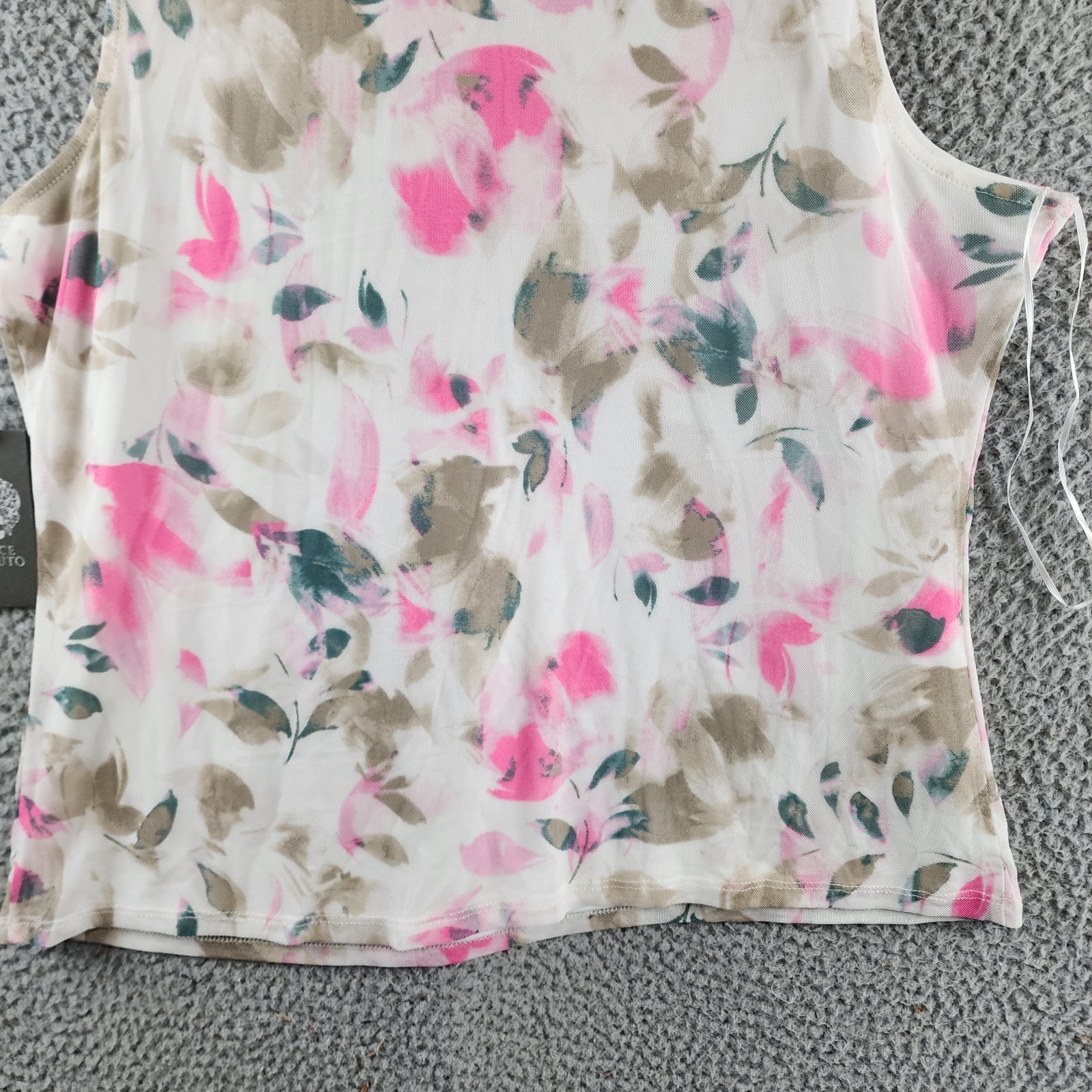 Vince Camuto Printed Mesh Mock-Neck Sleeveless Top Women's L New Ivory Pullover - Picture 14 of 14