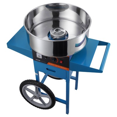 VEVOR Commercial Cotton Candy Machine with Cart Sugar Floss Maker 1000W Blue