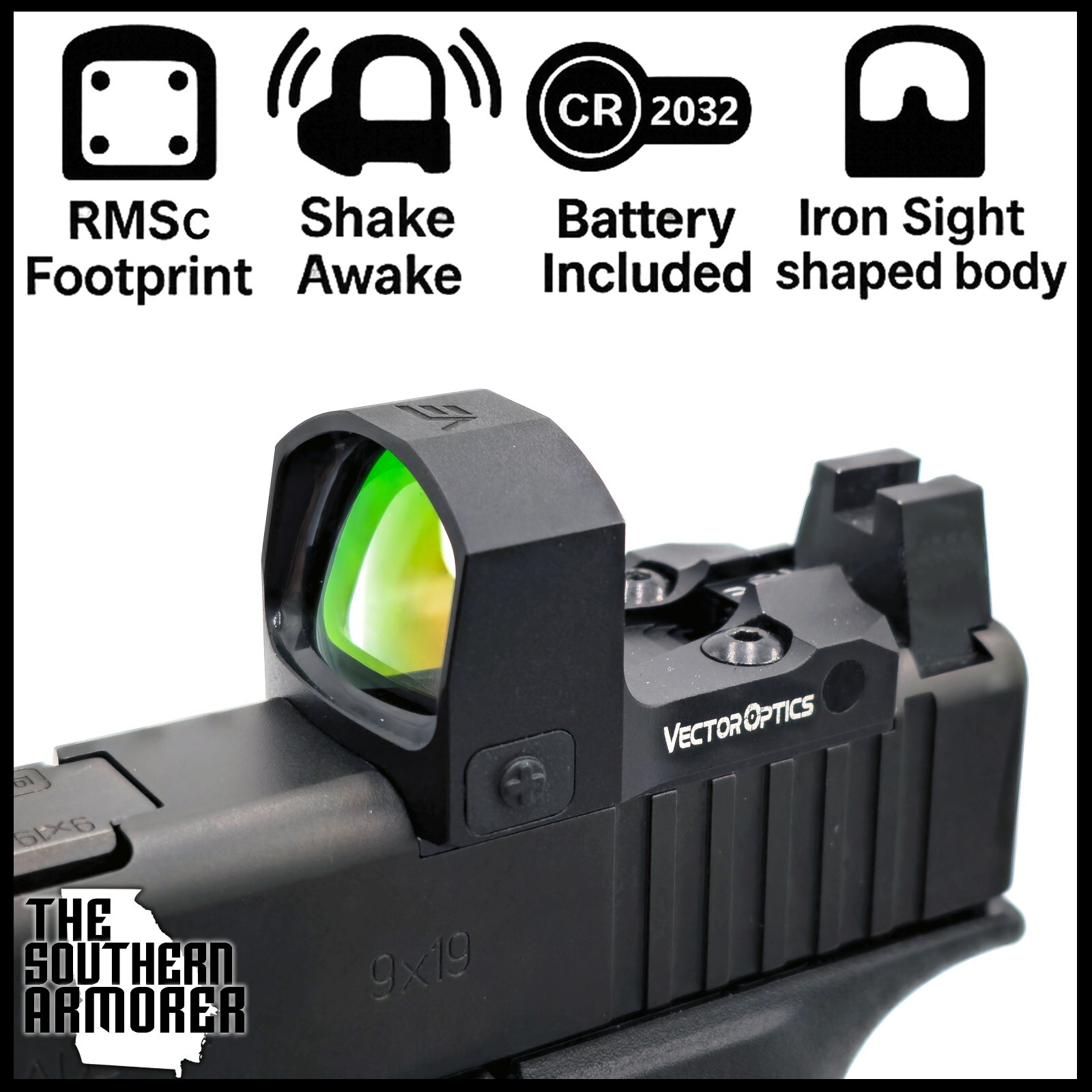 VECTOR OPTICS OPEN REFLEX RED DOT SIGHT FOR GLOCK 43X MOS 48