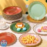 Tiangrid 96 Pcs Boho Paper Plates 9 Inch Gradient Scalloped Paper Disposable Dinner Dessert Plates for Birthday Wedding Bridal Party Supplies, 6 Colors