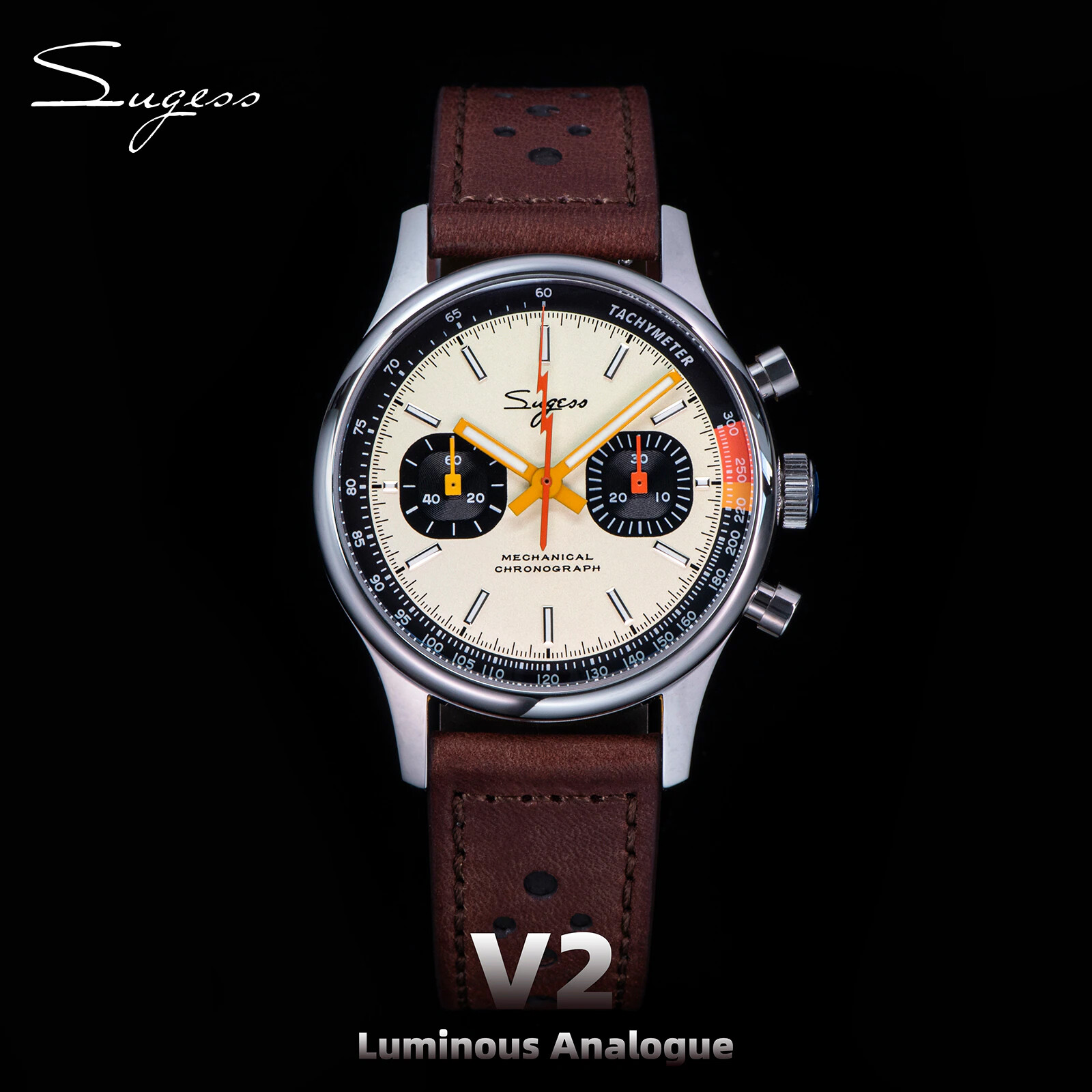 Pre-owned Sugess Swan Neck X Exhibition Case Back Chrono Mens Watch Seagull 1963 Suchp005z