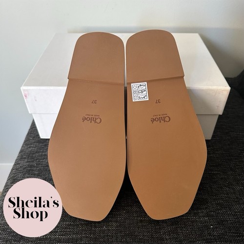 Pre-owned Chloé Chloe Woody Logo-embroidered White Leather Slide Sandals Size 37