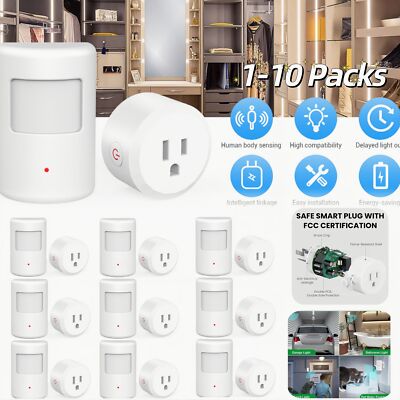 Lot of PIR Infrared Motion Sensor & Auto On/Off Plug Socket Door for Smart Home
