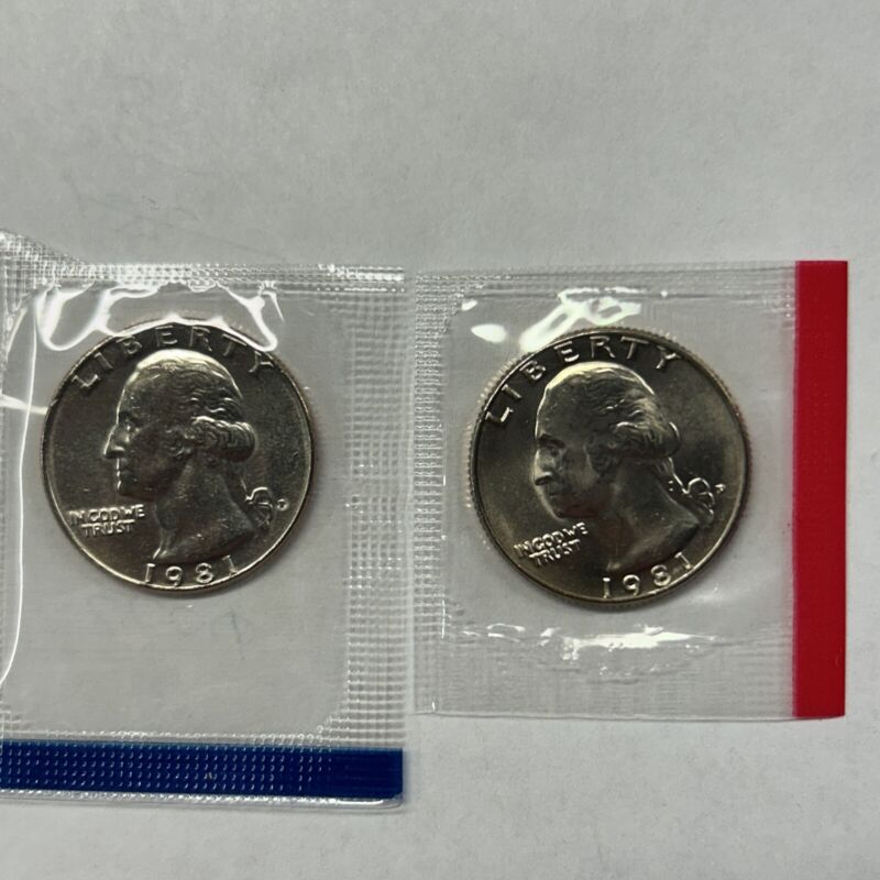 1981 P&D Washington Quarters From Mint Set In Mint Cello With Free Shipping