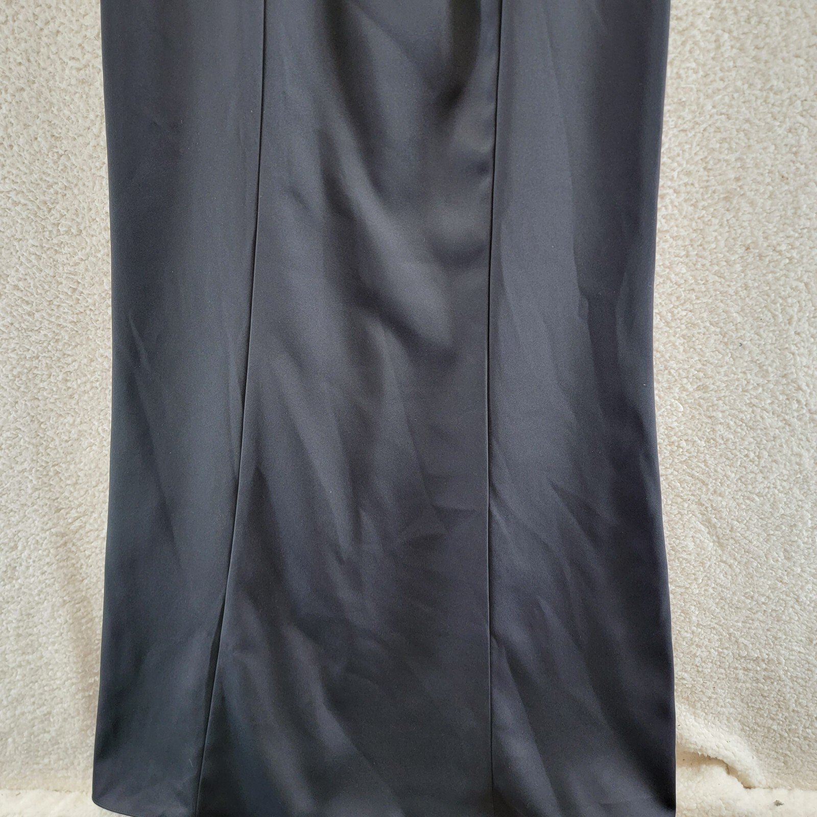 Pre-owned Amsale Stretch Crepe Sequined Bodice Gown Women's 10 Black Square Neck