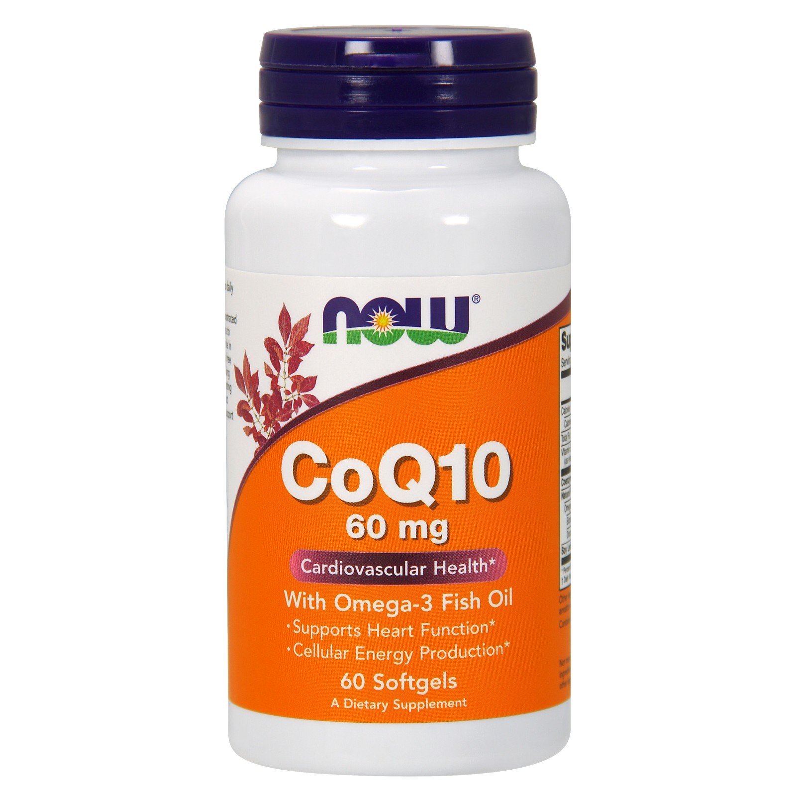 NOW Foods CoQ10 60 мг с омега-3 рыбьим жиром, 60 мягких капсул