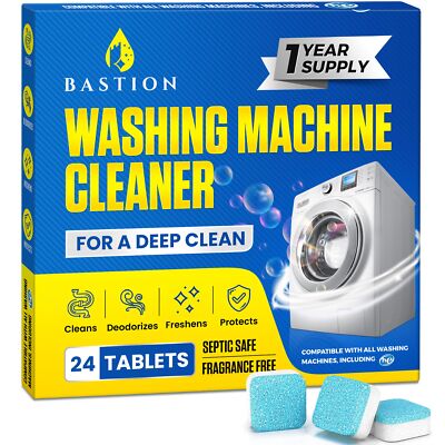 Bastion Washing Machine Cleaner, Deodorizer, & Descaler - 24 pack