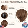 SEGO Claw Clip Short Ponytail Extension Messy Bun Hair Piece With 4 Bendable Metals DIY Synthetic Fake Hair Bun For Women 8 Inch-#12 Light Chocolate Brown